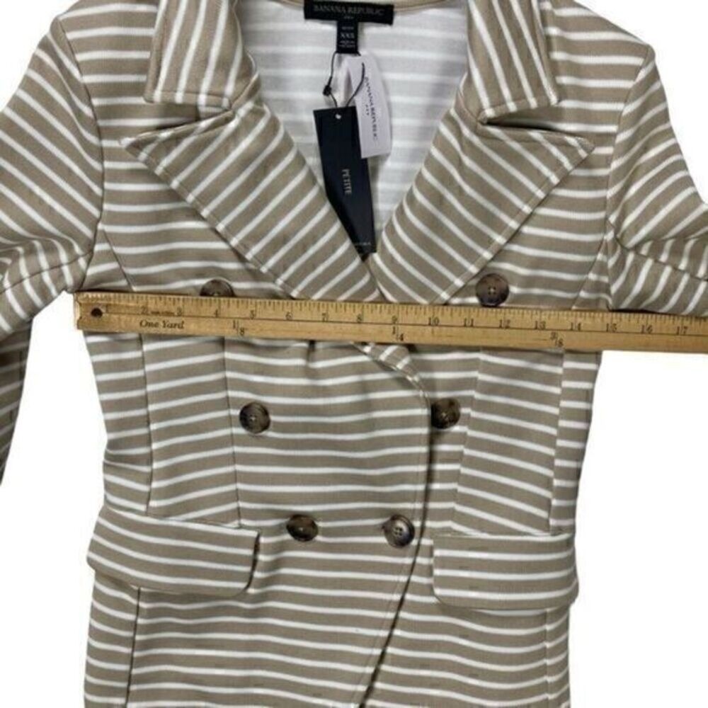 Banana Republic Striped Double Breasted Knit Blazer Women XXS Tan White Chic NWT - Picture 11 of 16